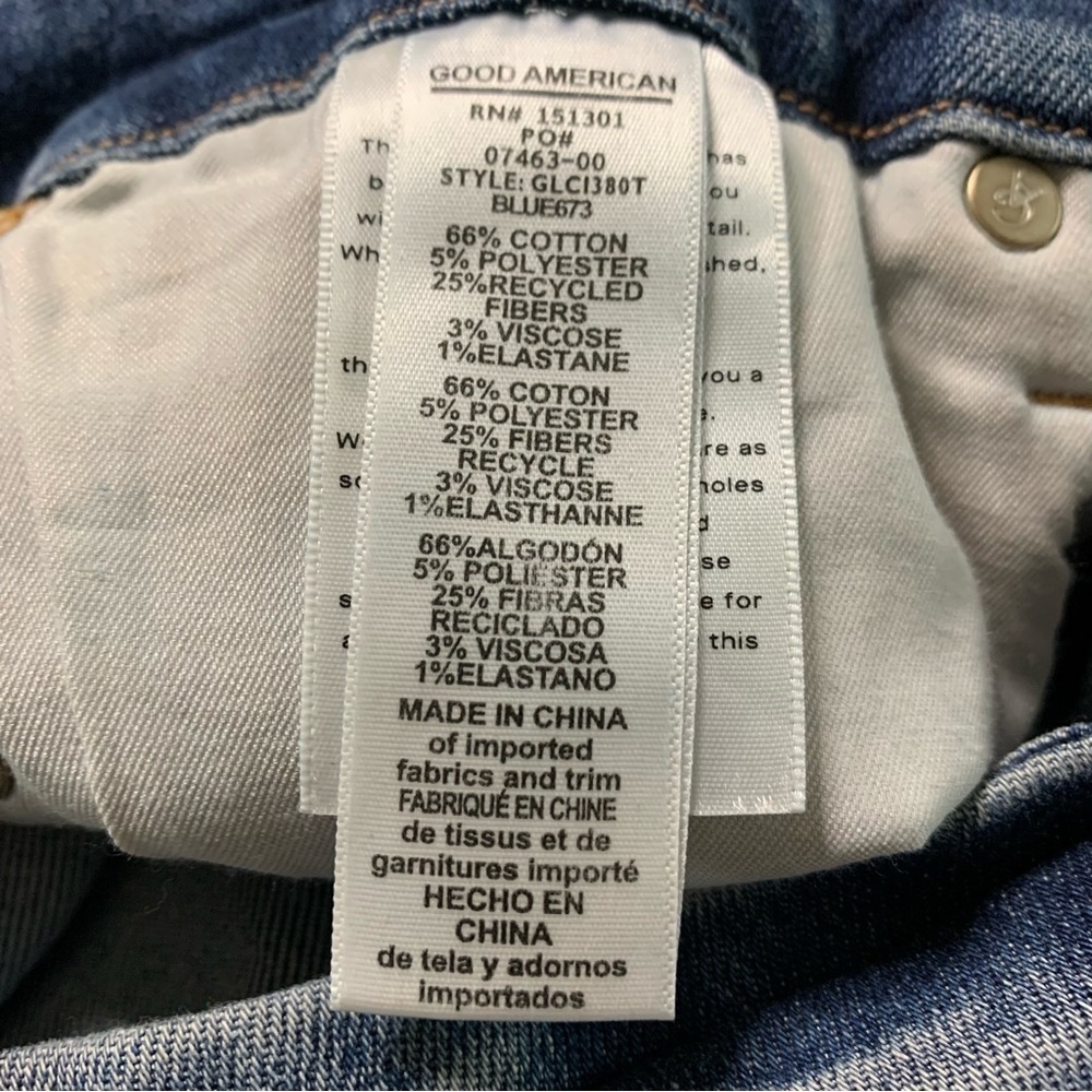 Good American Factory Distressed Jeans Style GLC138OT Medium Wash Size 4/27 - Picture 8 of 11